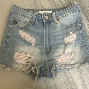 Kancan Jean shorts size small sz S fits sz 0, 2, 4 distressed and high waisted